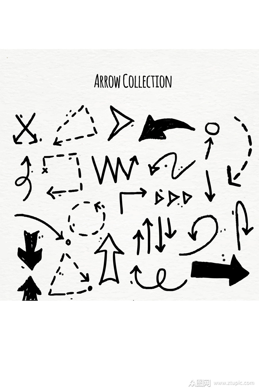 24款黑色手绘箭头矢量素材