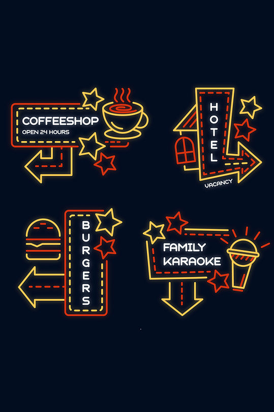 精美时尚霓虹灯设计元素素材矢量