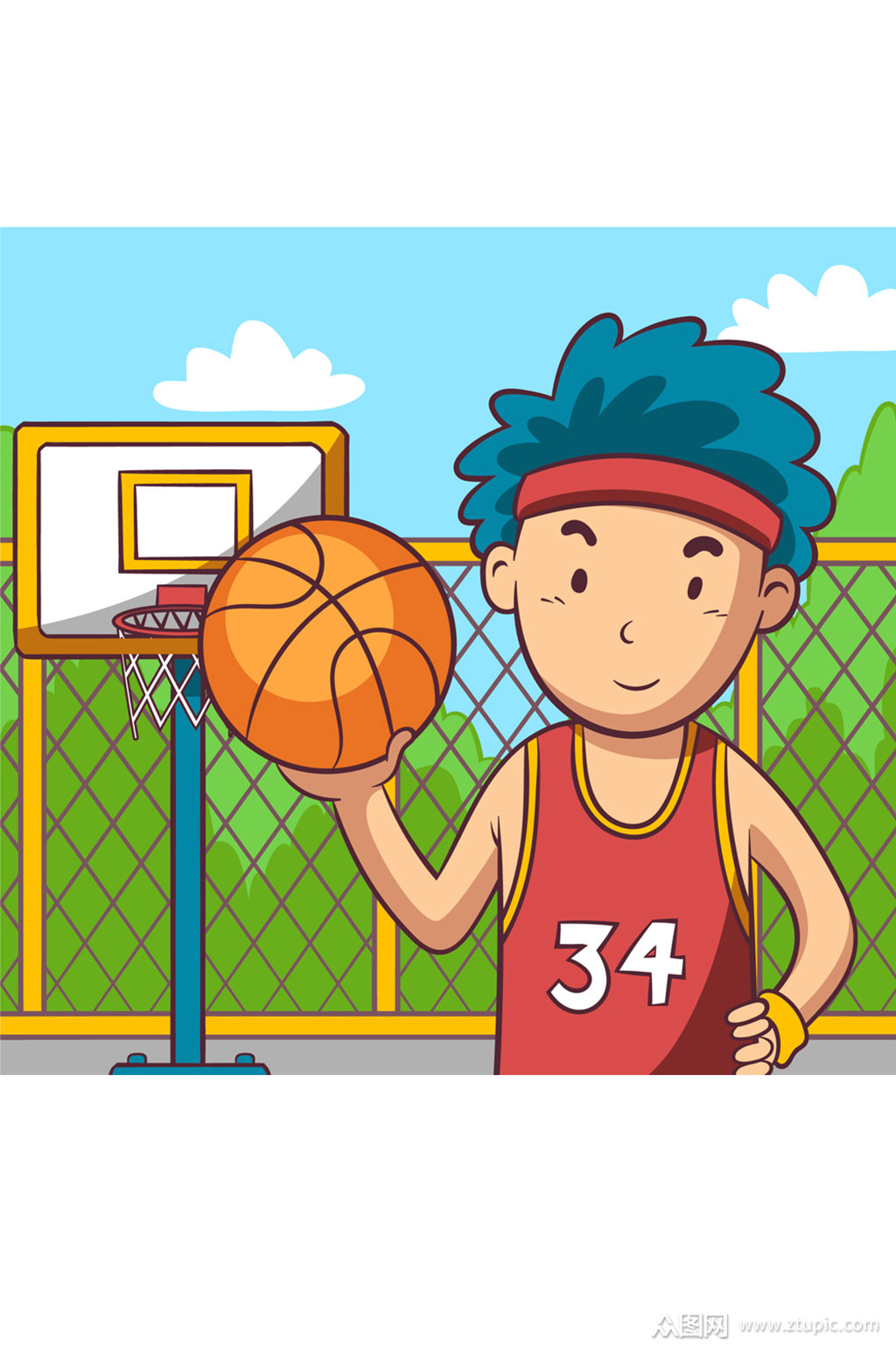 创意篮球场上的男子矢量素材