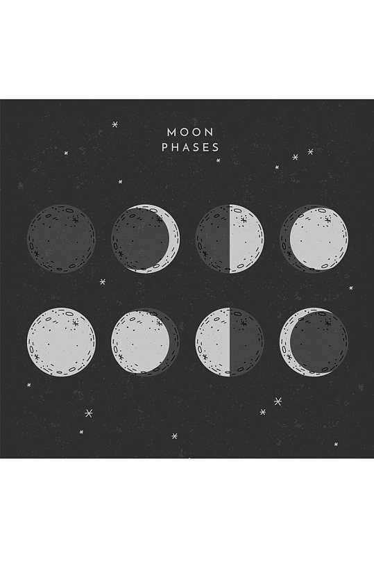 手绘月相设计矢量素材