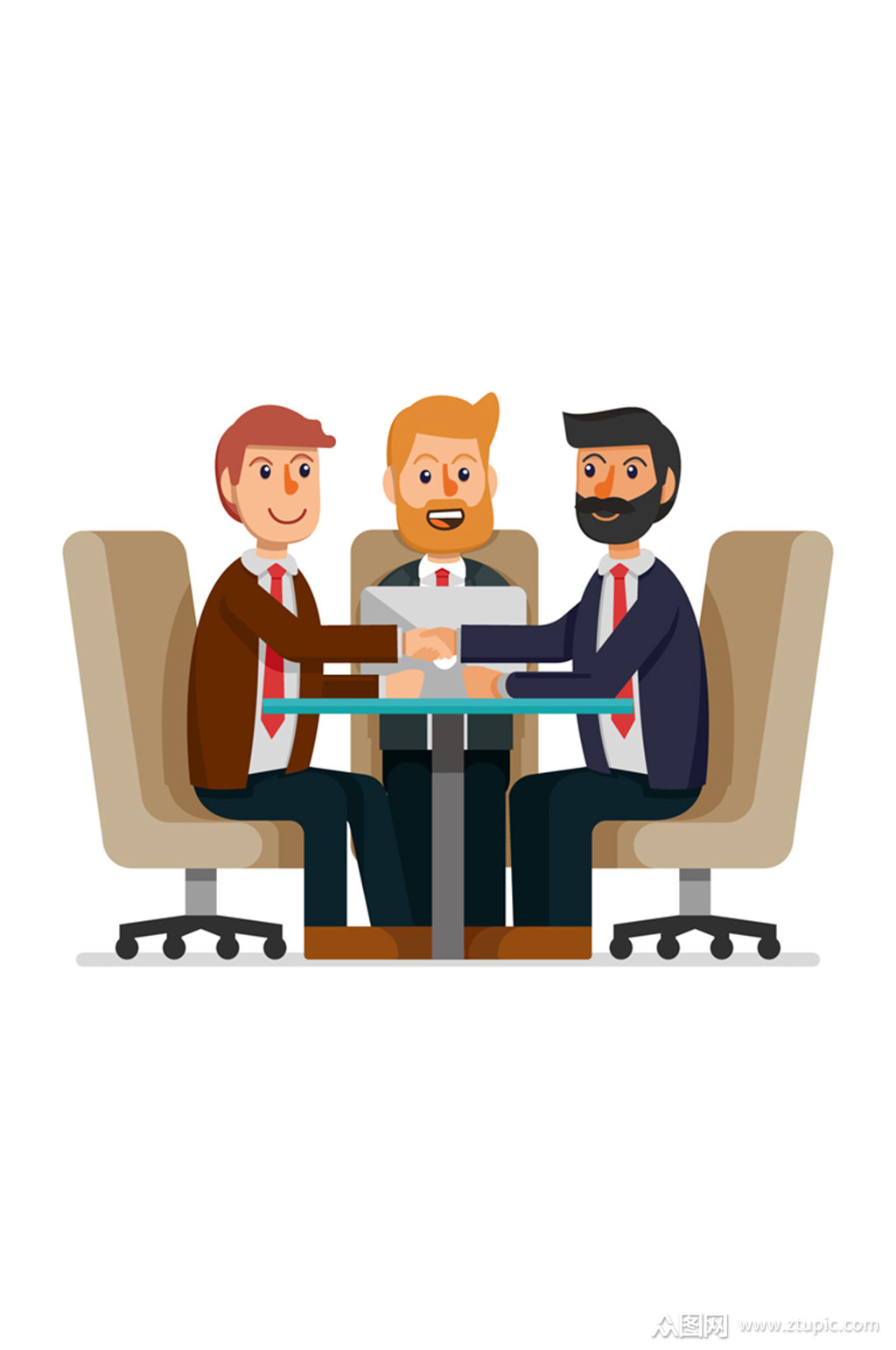 创意3个商务会议男子矢量素材