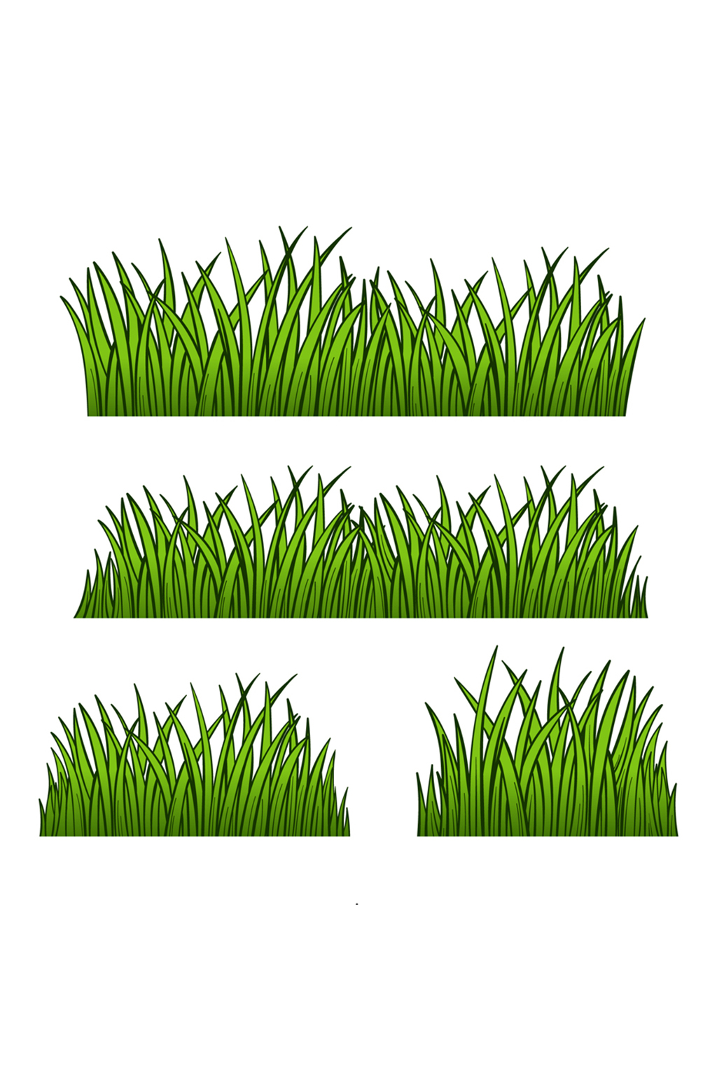 4款手绘绿色草地矢量素材模板下载
