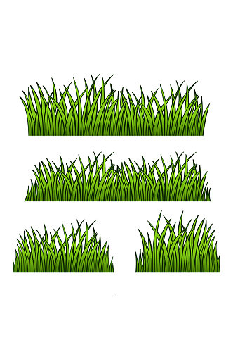 4款手绘绿色草地矢量素材