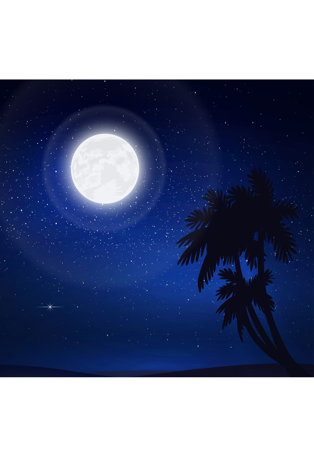 >水彩绘云层上的明月矢量素材