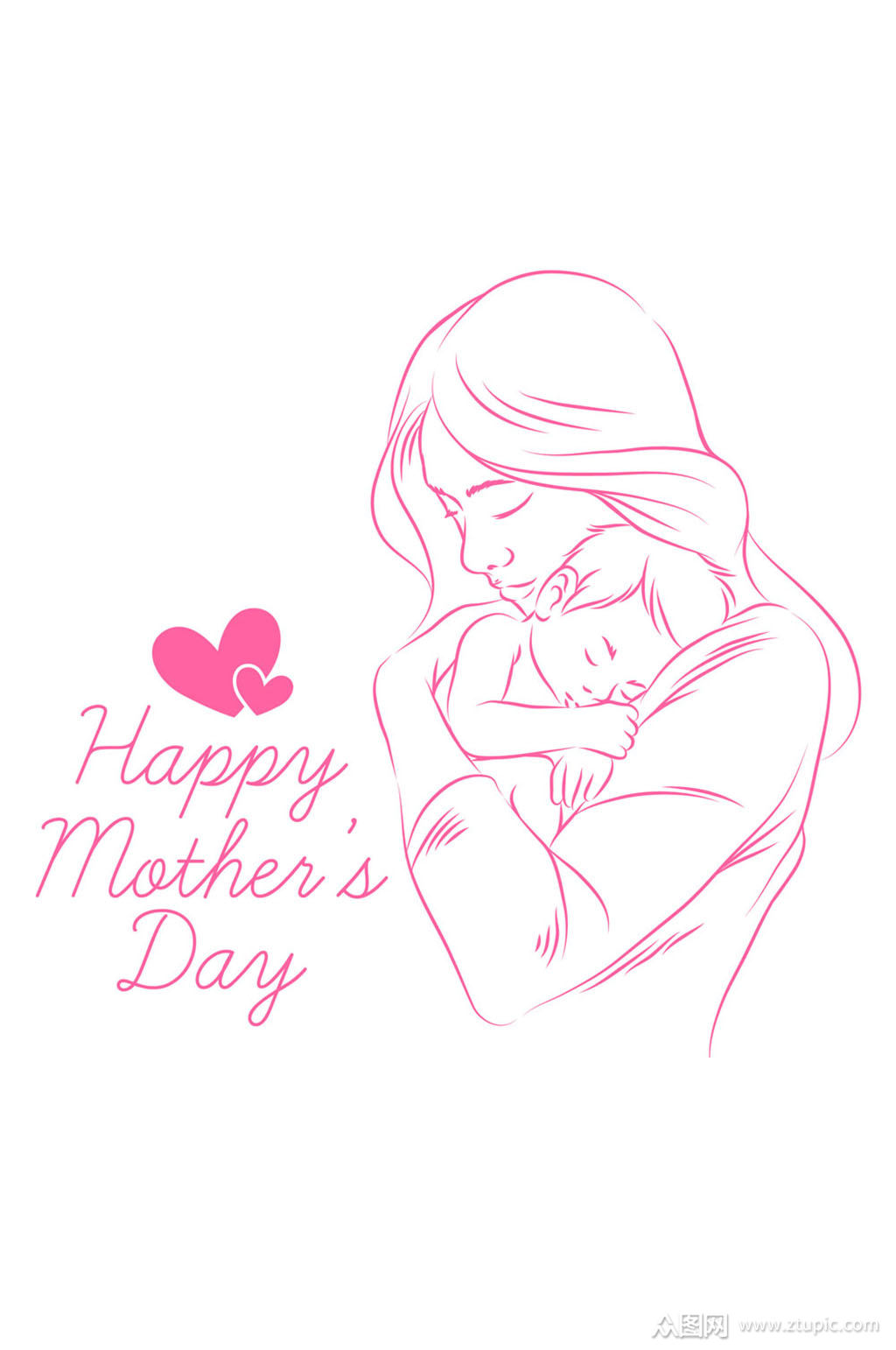 彩绘怀抱婴儿的母亲矢量素材