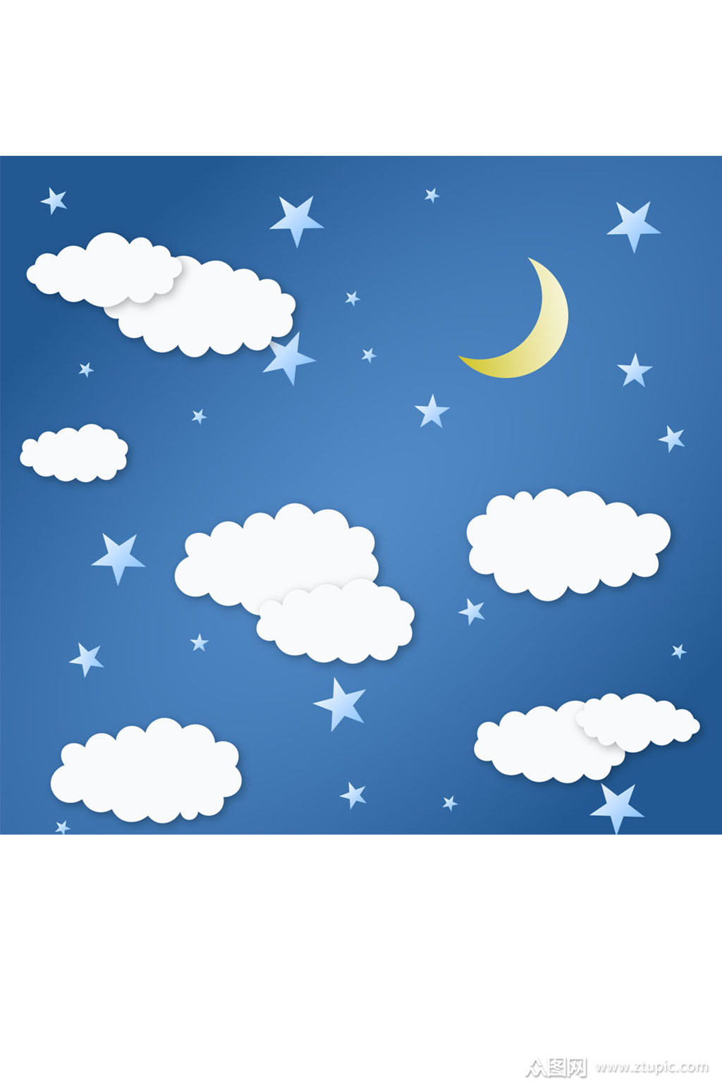白色云朵和月亮矢量素材