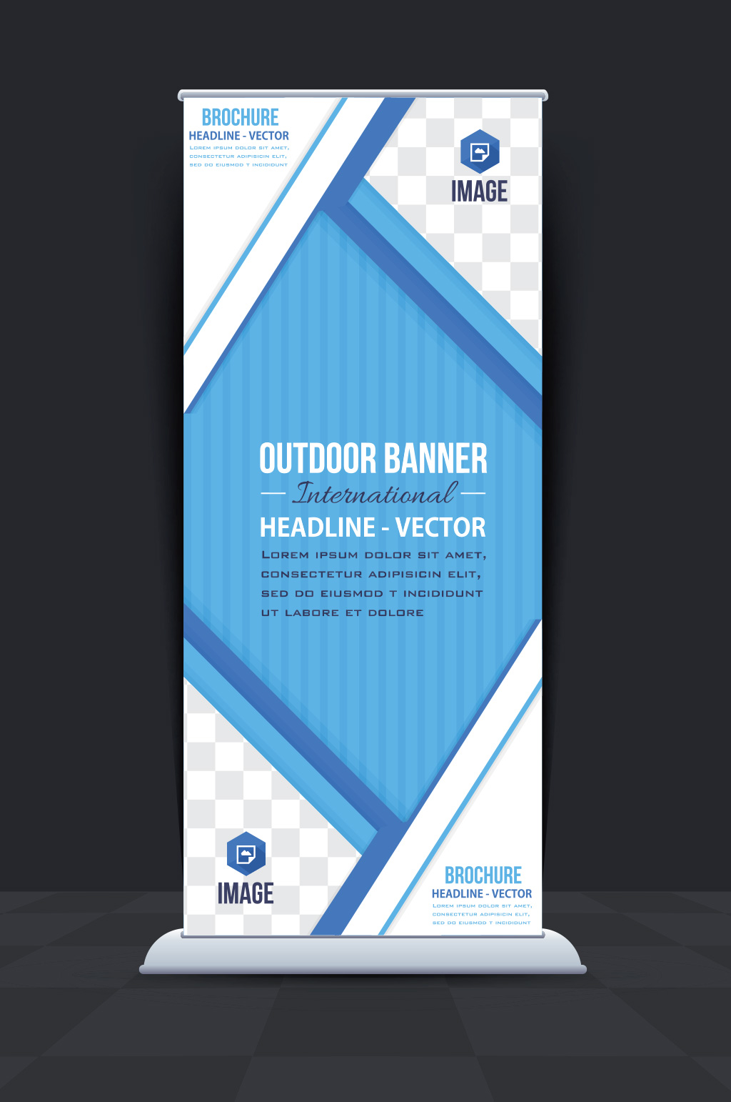 精品蓝色公司简介展架易拉宝设计模板下载-编号574333-众图网