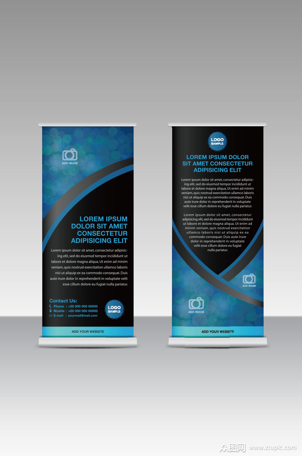 精品创意几何图形公司展架模板设计素材