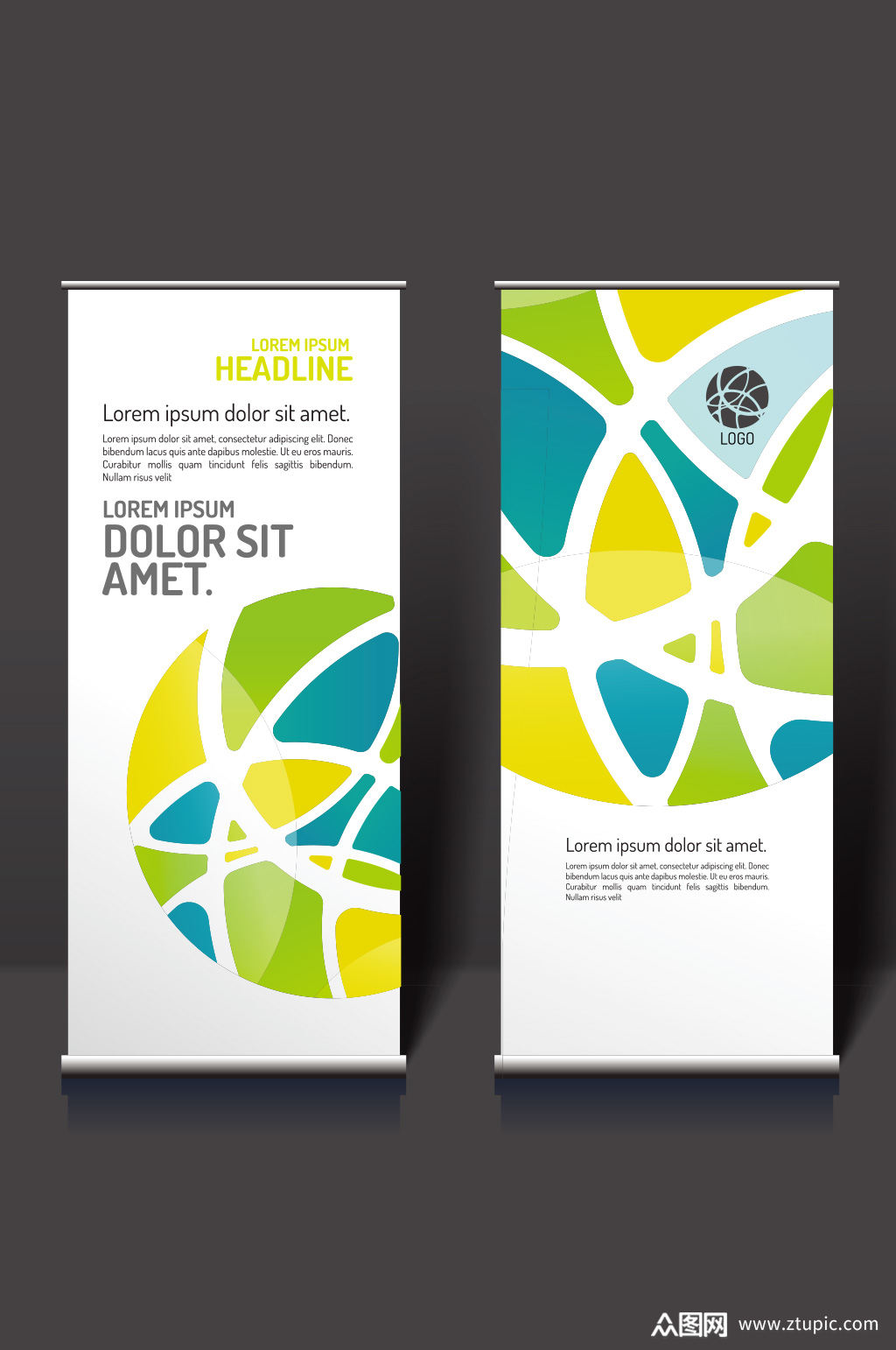 精品炫彩时尚图形展架易拉宝设计素材