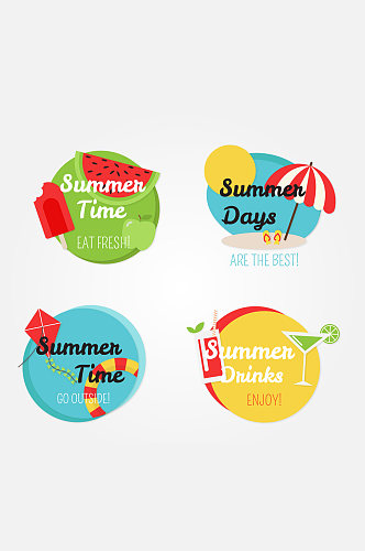 4款彩色夏季度假标签矢量图