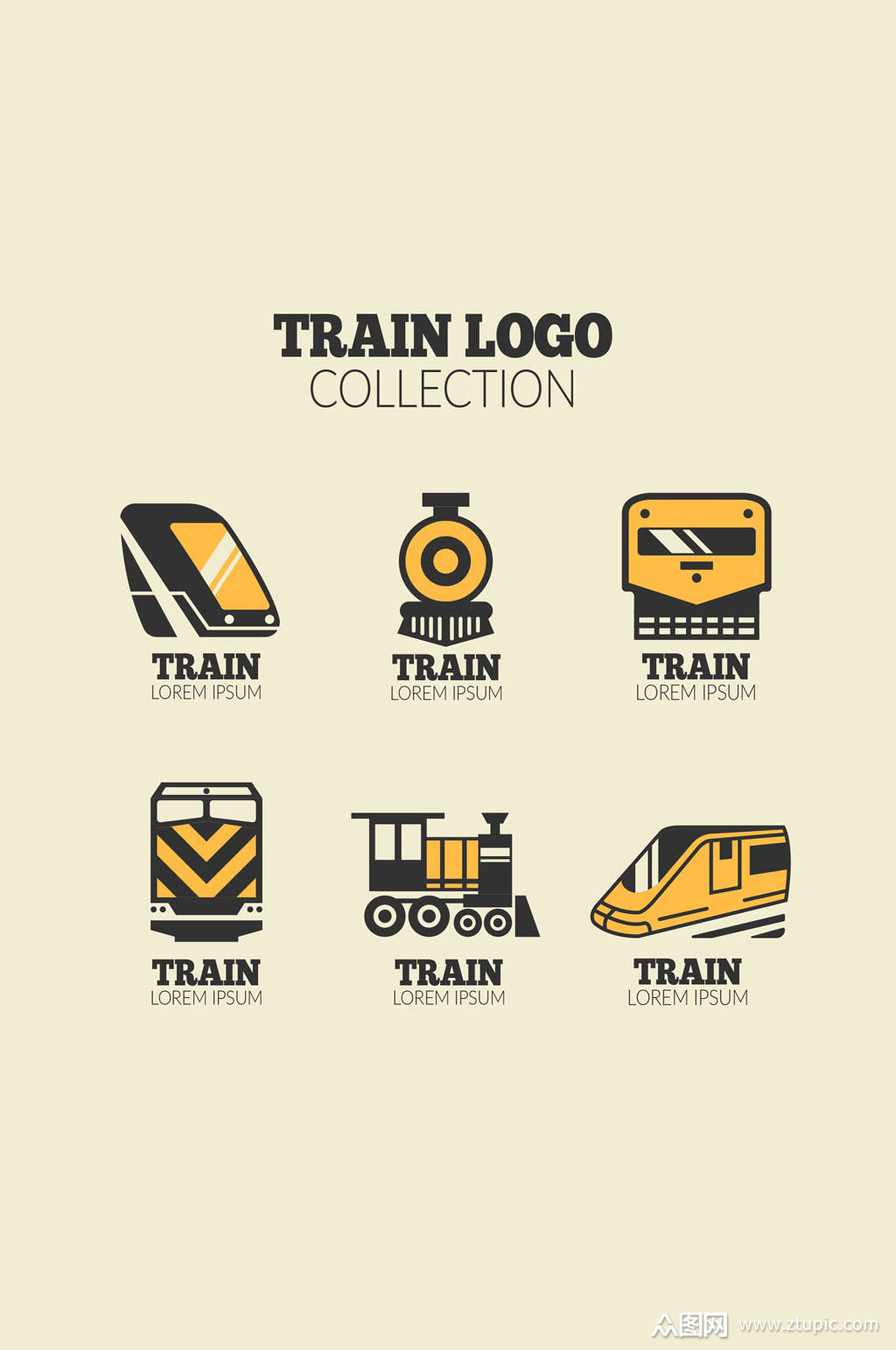 6款简洁火车标志矢量素材
