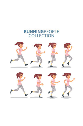 8款创意跑步女子矢量素材