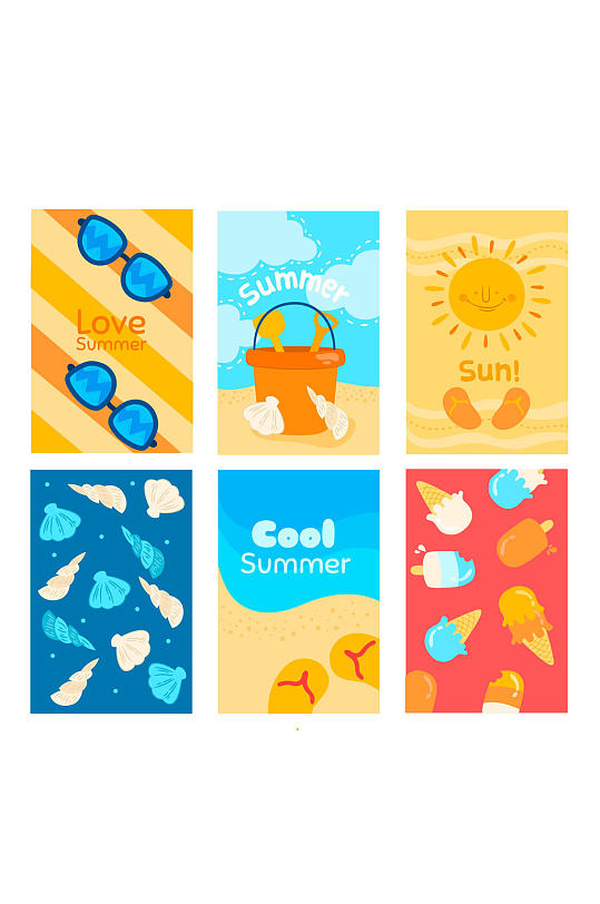 彩色夏季鲸鱼卡片矢量素材