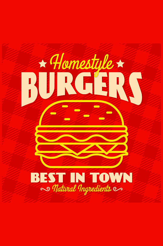 红色汉堡包促销海报矢量素材