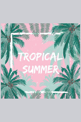 创意夏季热带棕榈树框架矢量图