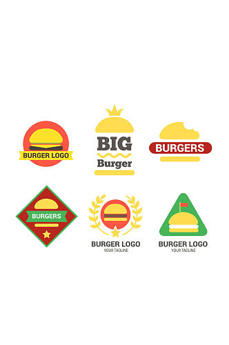 6款彩色汉堡包标志矢量图