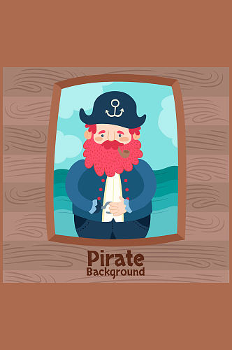 卡通海盗船船长设计矢量素材