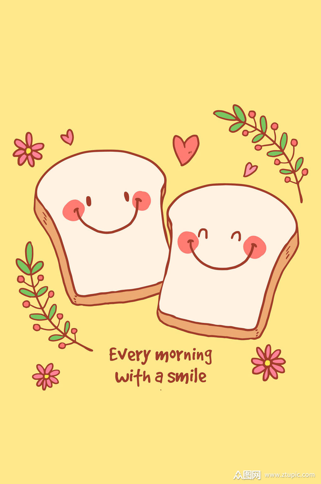 彩绘笑脸面包片矢量素材模板下载-编号575906-众图网