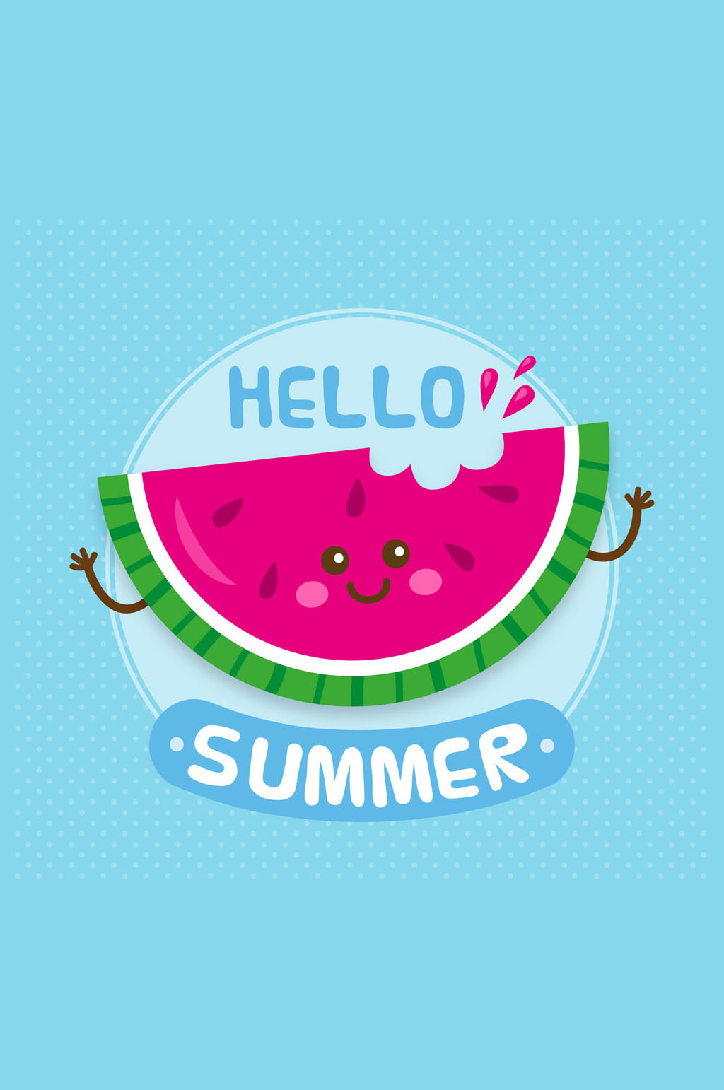 彩色夏季笑脸西瓜牙矢量素材