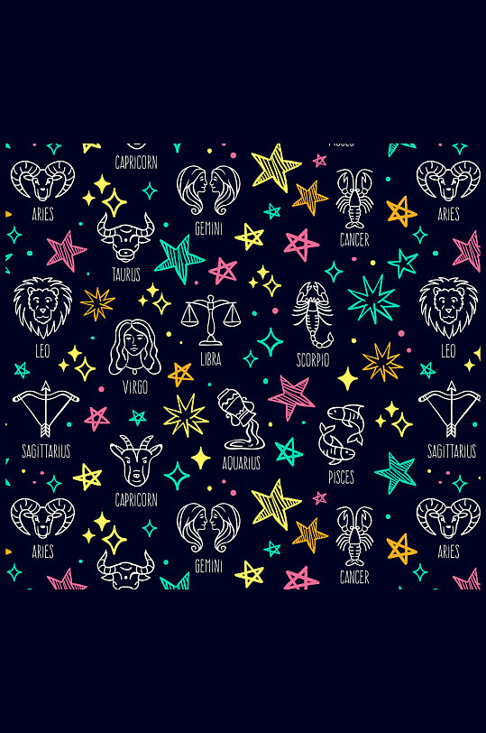 12星座运势渐变图标简约矢量