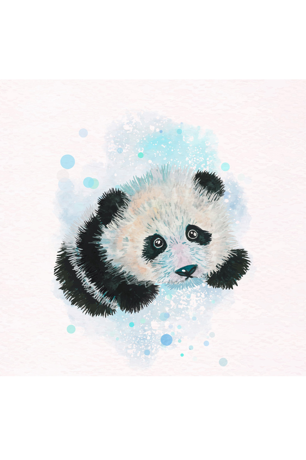 水彩绘可爱熊猫矢量素材