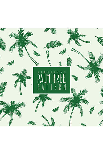 彩绘绿色棕榈树无缝背景矢量素材