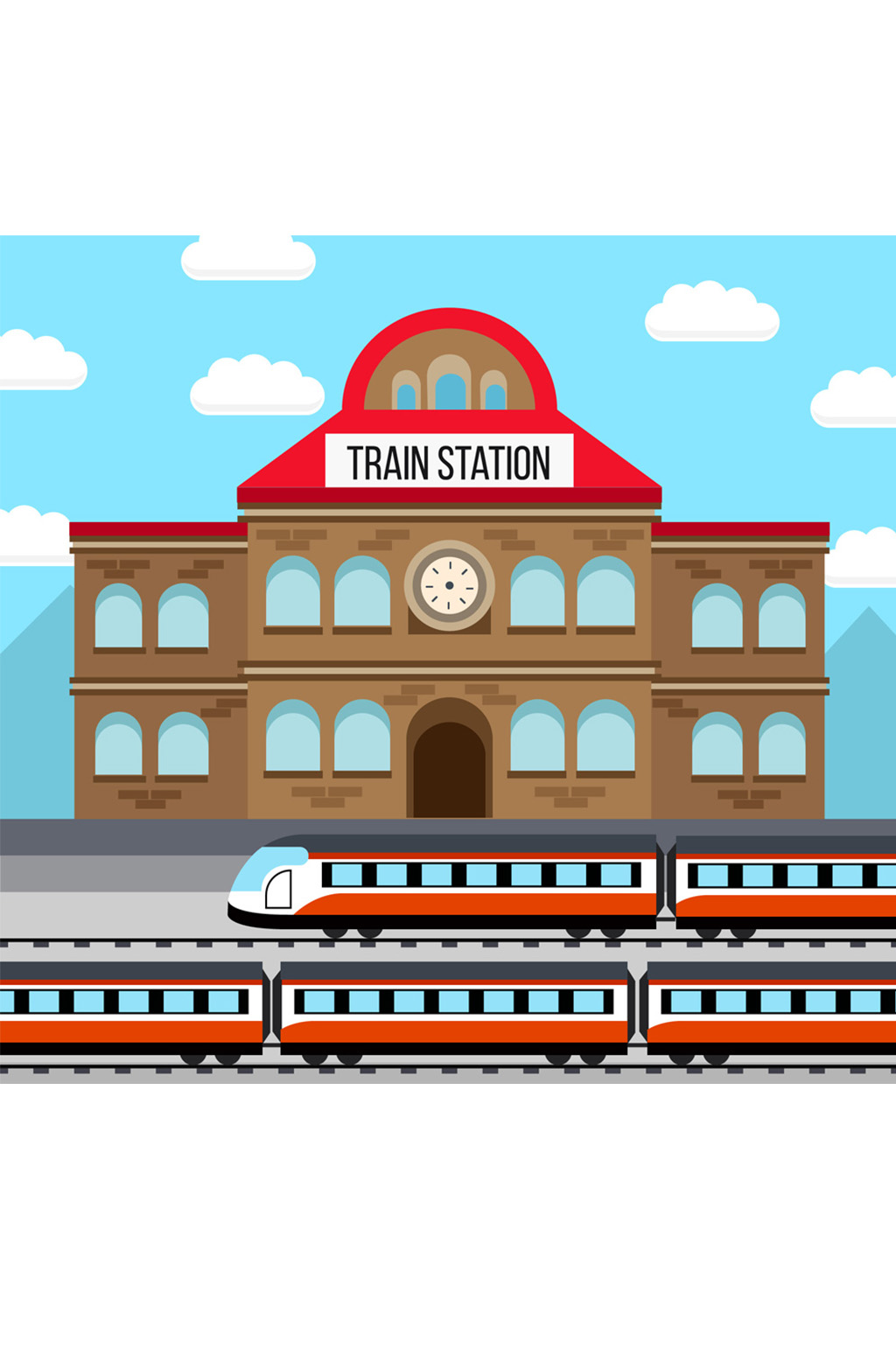 火车站卡通简笔画图片