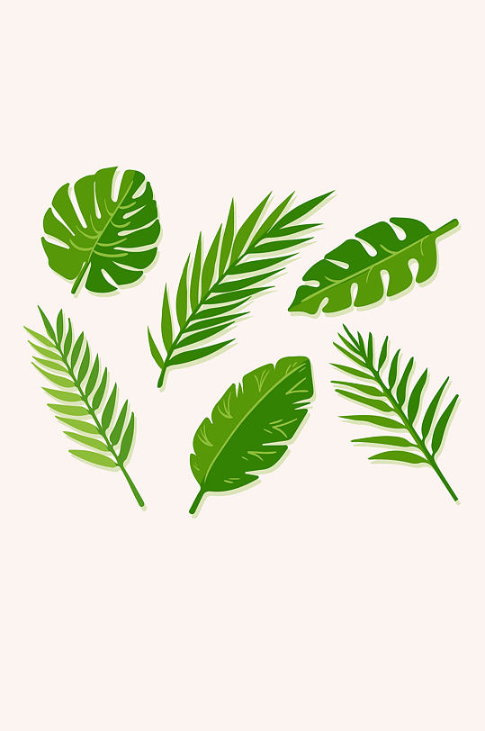 绿色树叶时尚设计元素矢量