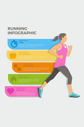创意跑步健身女子信息图矢量素材