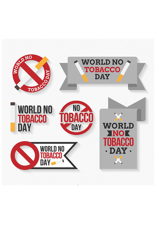 5款创意世界无烟日标签矢量图