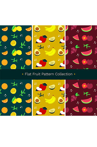3款彩色水果无缝背景矢量图
