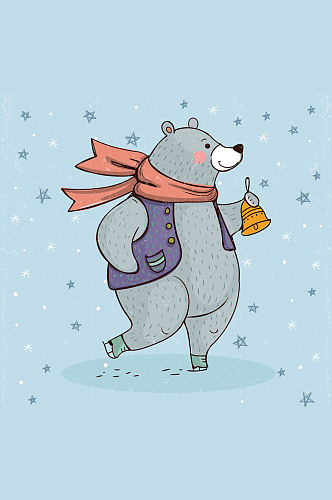彩绘溜冰摇铃铛的熊矢量图