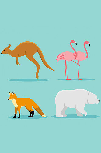 5款创意野生动物侧面矢量素材
