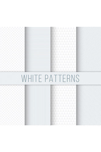 8款白色花纹无缝背景矢量素材
