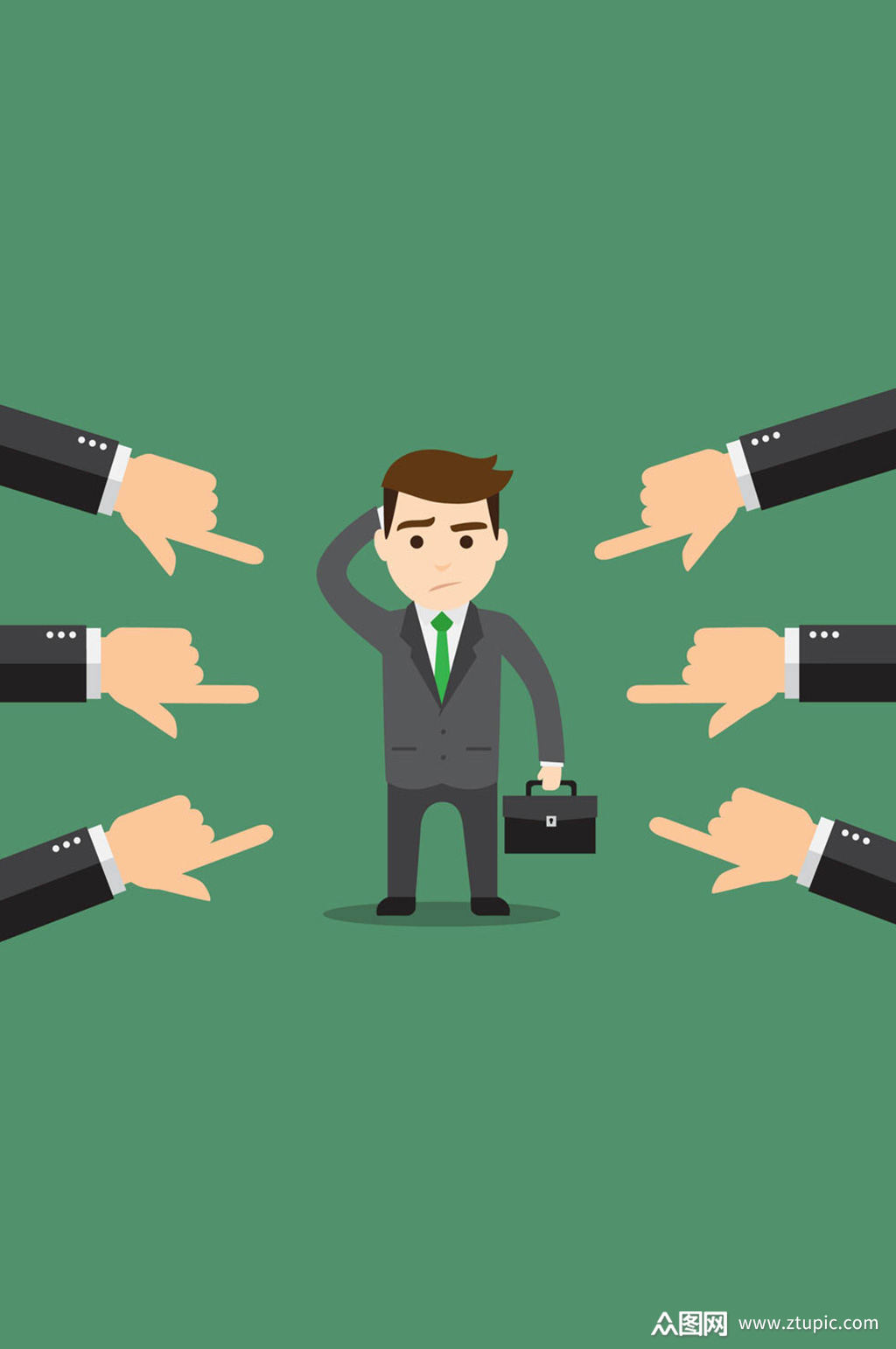 创意被批评的商务男子矢量素材