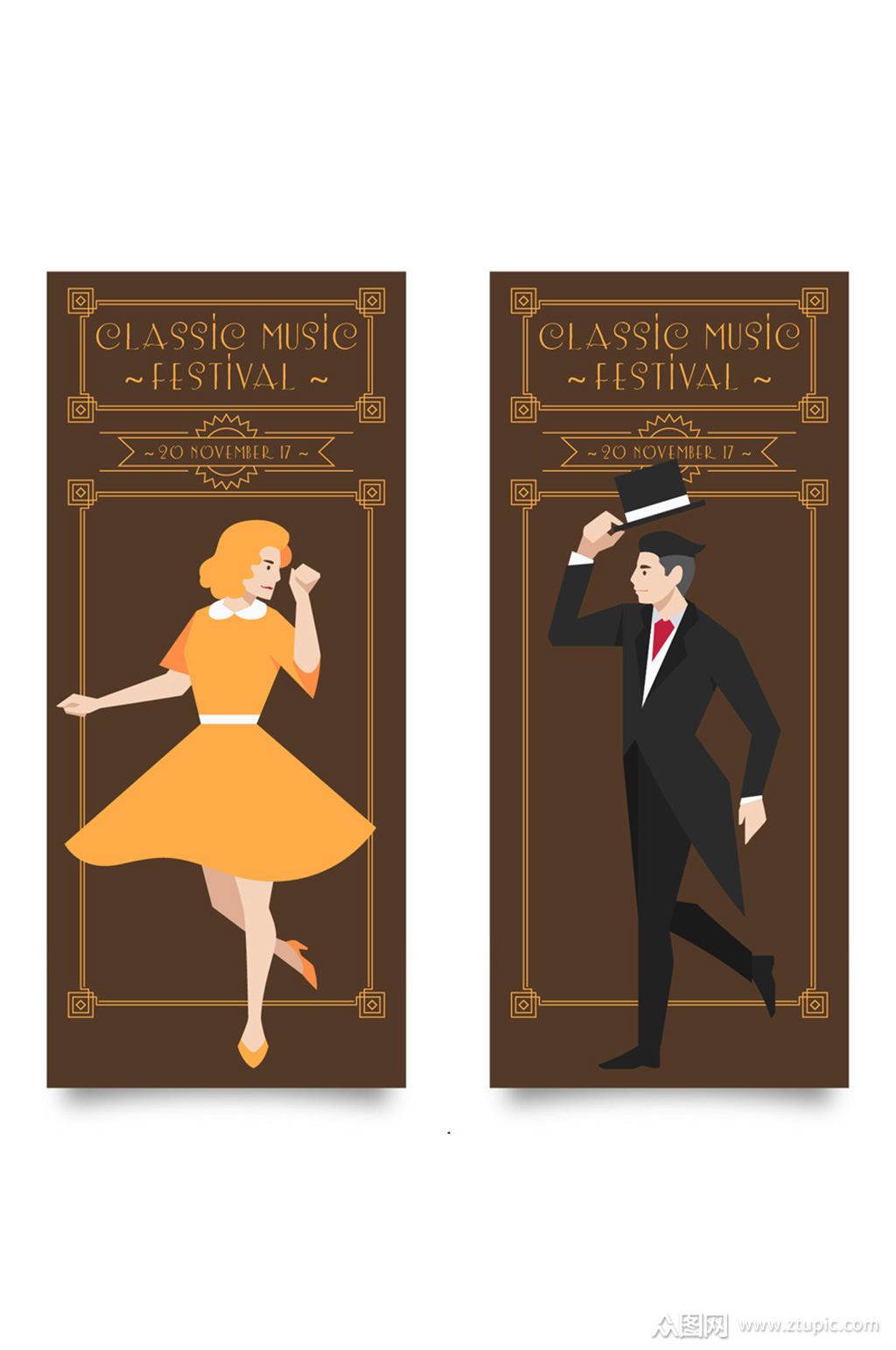 2款复古人物歌剧banner矢量图素材