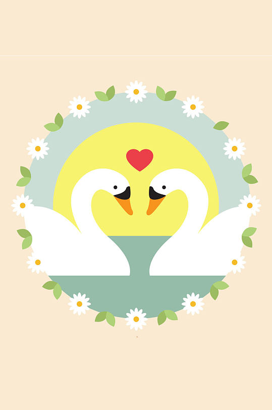 美丽白天鹅情侣矢量素材