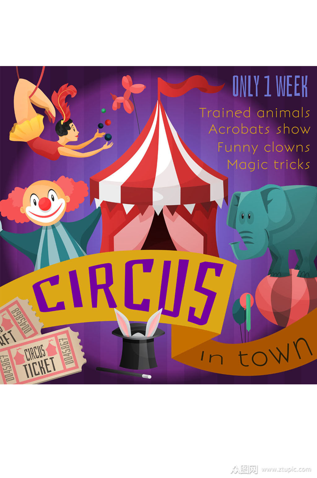 精美马戏团表演宣传海报矢量图模板下载-编号579544-众图网
