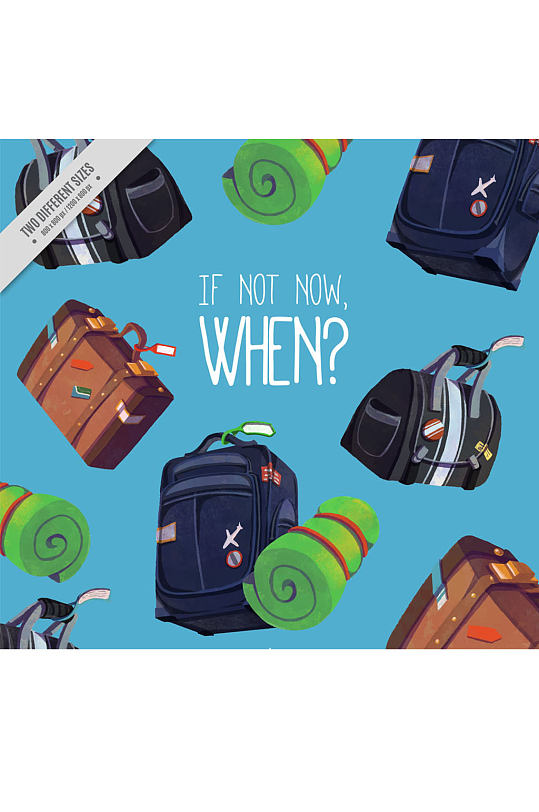 彩色行李箱和旅行包无缝背景矢量图