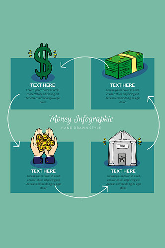 彩绘金融元素信息图矢量素材