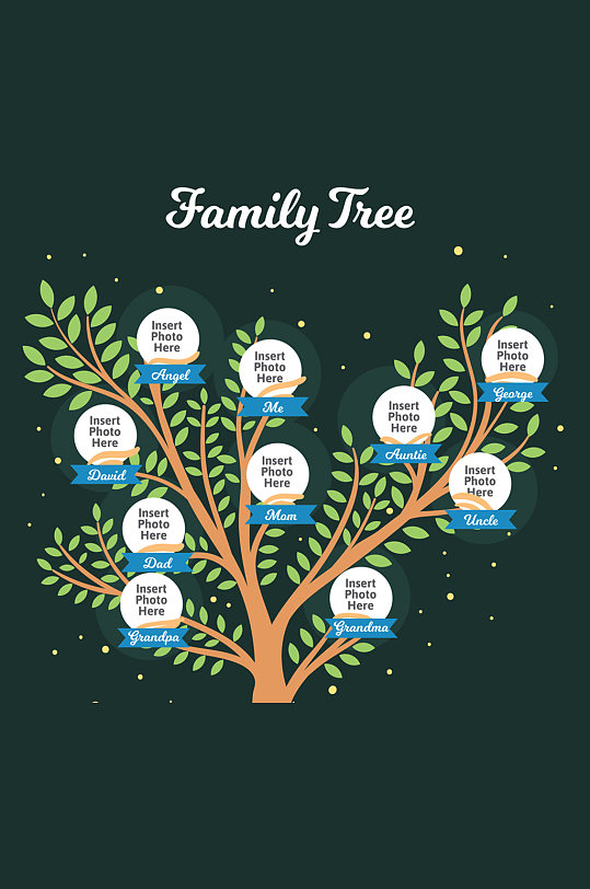 创意绿色家族树矢量素材