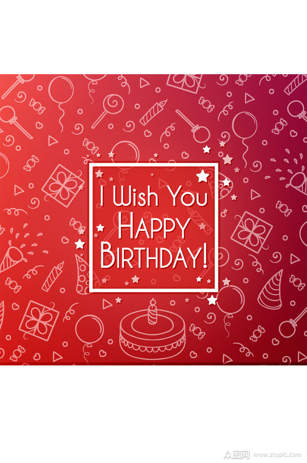 红色生日元素祝福卡矢量素材模板下载-编号579697-众图网
