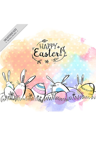 彩绘复活节兔子和彩蛋矢量素材