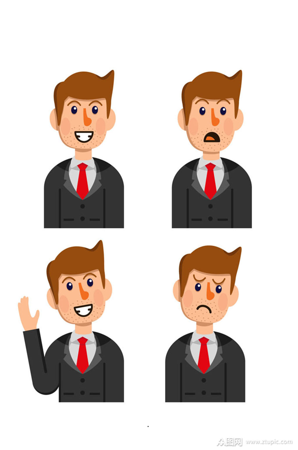 4款时尚商务男子半身像矢量素材模板下载-编号579949-众图网