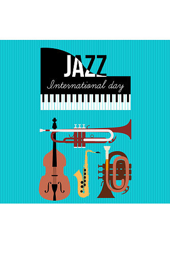 创意国际爵士乐日乐器贺卡矢量图
