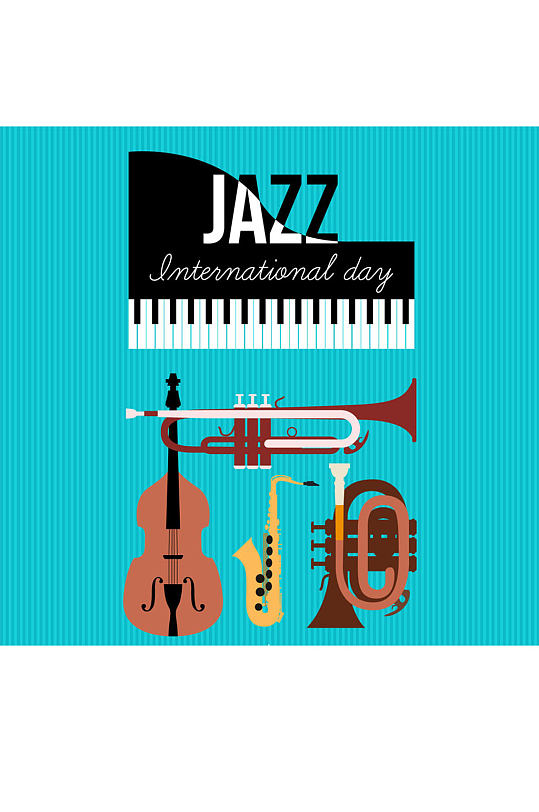 创意国际爵士乐日乐器贺卡矢量图