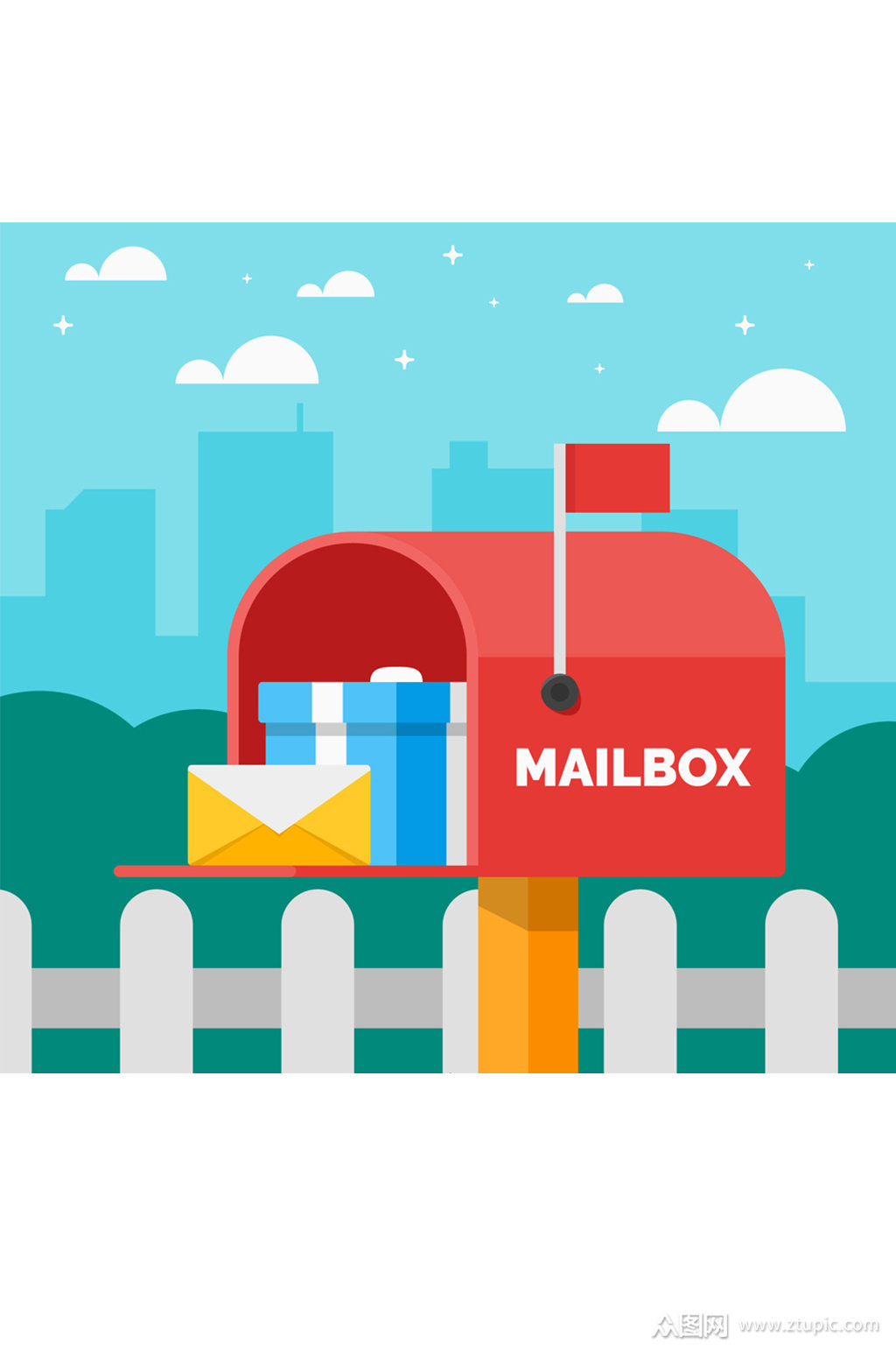 创意装满礼物的信箱矢量素材