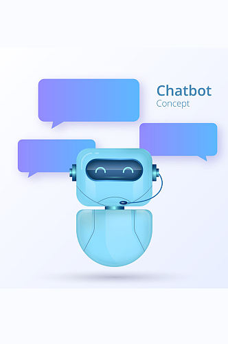 蓝色聊天机器人和对话框矢量素材