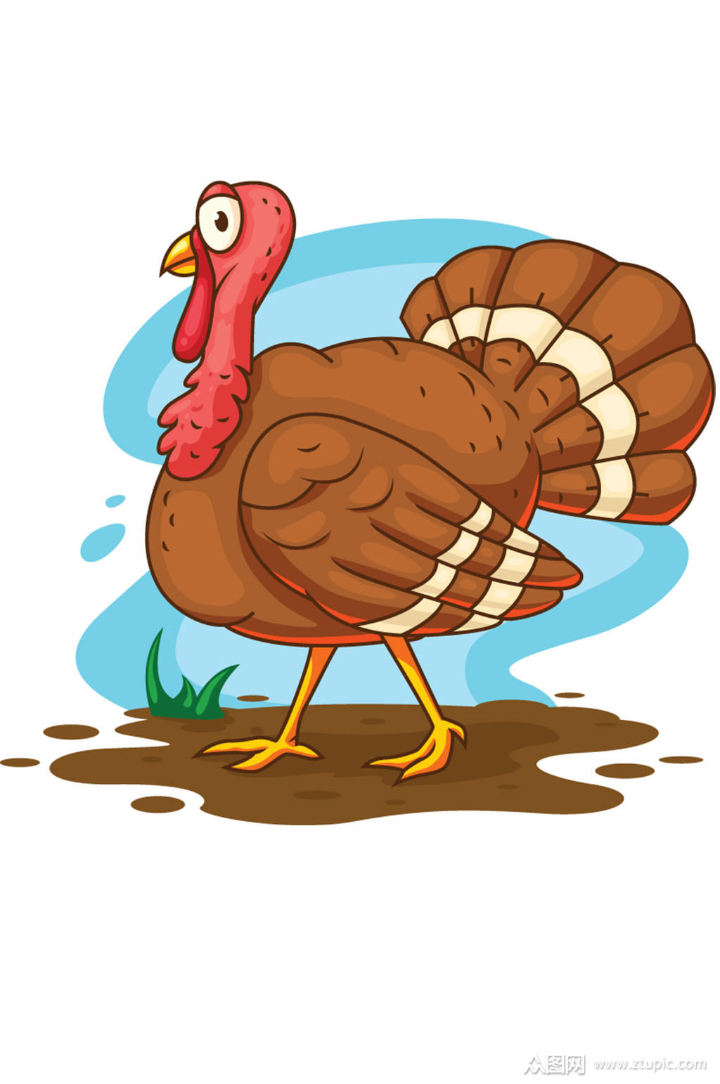 卡通感恩节火鸡矢量素材模板下载-编号581437-众图网