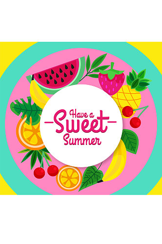 美味夏季水果框架矢量图